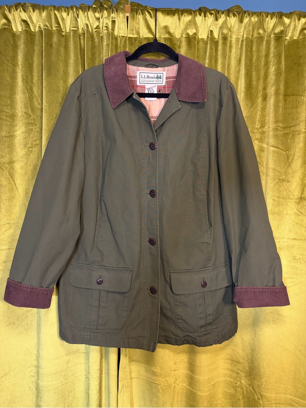 LL Bean Adirondack Barn Coat Flannel-Lined in Color Loren Size Large Retail $150 - Picture 4 of 13